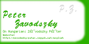 peter zavodszky business card